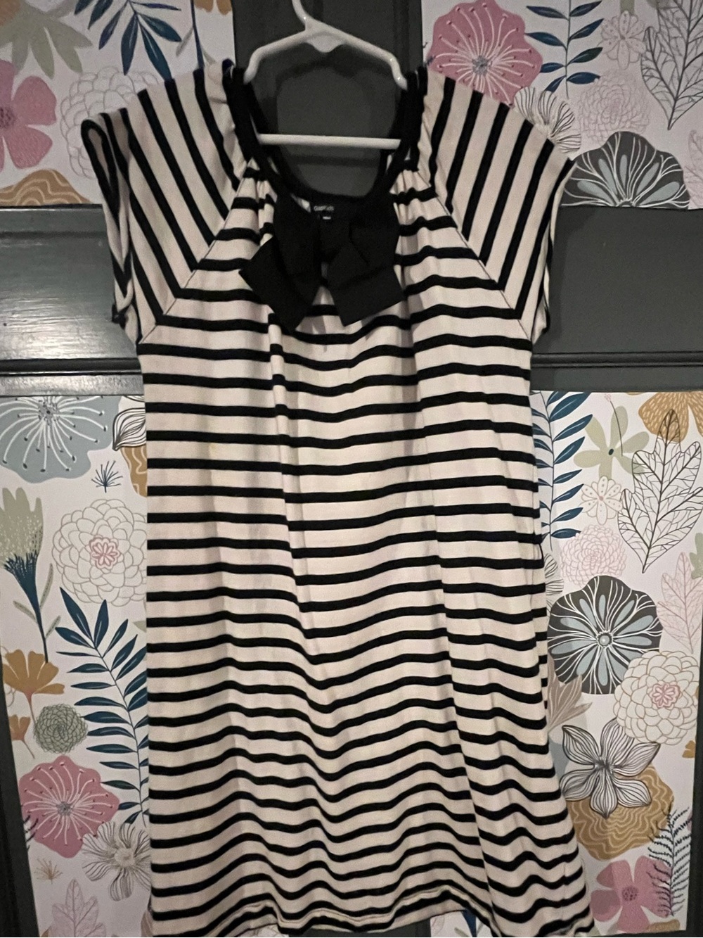 Girls size 10 black and white stripe dress